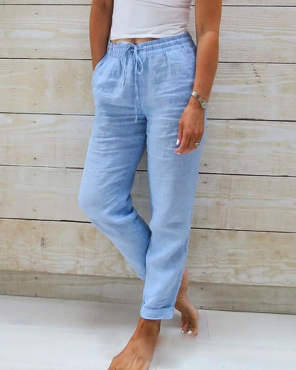 Women's  Elastic Waist Cotton Linen Wide Leg Pants🥰