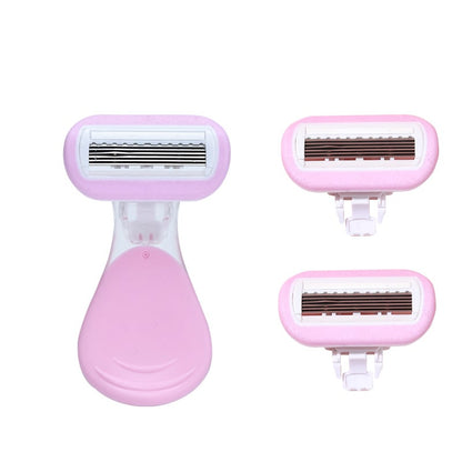 Manual short handle shaver for armpit and leg hair