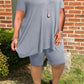 Plus Size Ruffled Hem Solid Color Top & Shorts