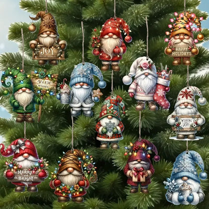 🎄2024 Early Christmas Sale-48% OFF🎁Wooden Dwarf Christmas Tree Ornaments Set (12pcs)