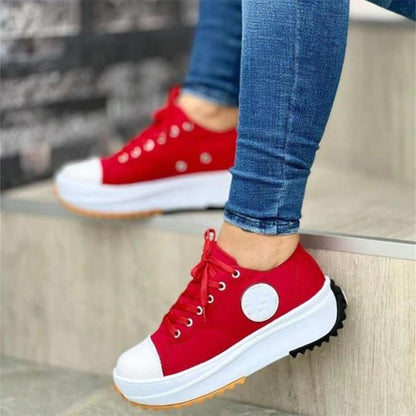 🔥Women's lace up platform heeled sneakers