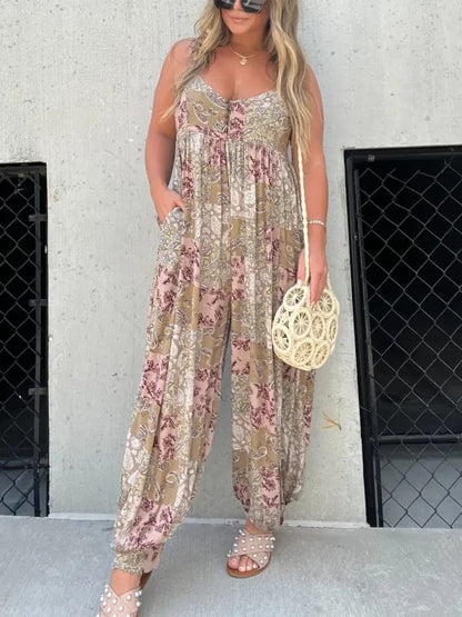 🔥New Arrivals 50% off🔥Cooper Patchwork Print Loose Jumpsuit