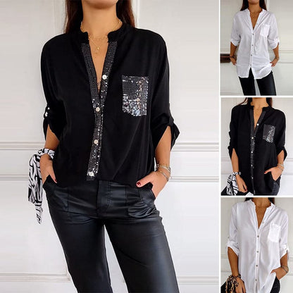 🔥SUMMER SALE🔥2024 Casual patchwork top with sequins