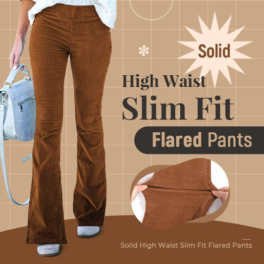 High Waist Slim Micro Corduroy Elastic Waist Lounge Pants